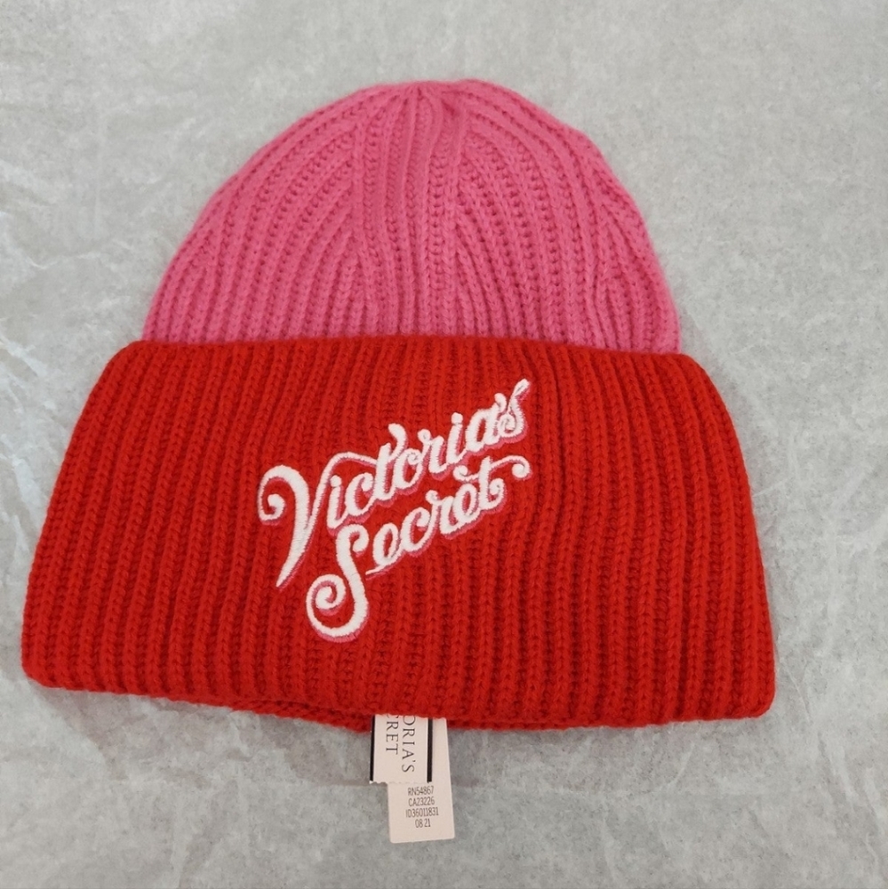 COPY - Victoria’s Secret Colorblock Fold Over Beanie Hat | red & …